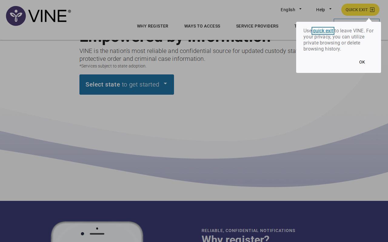 National VINELink selector for Jackson County Kansas inmate search