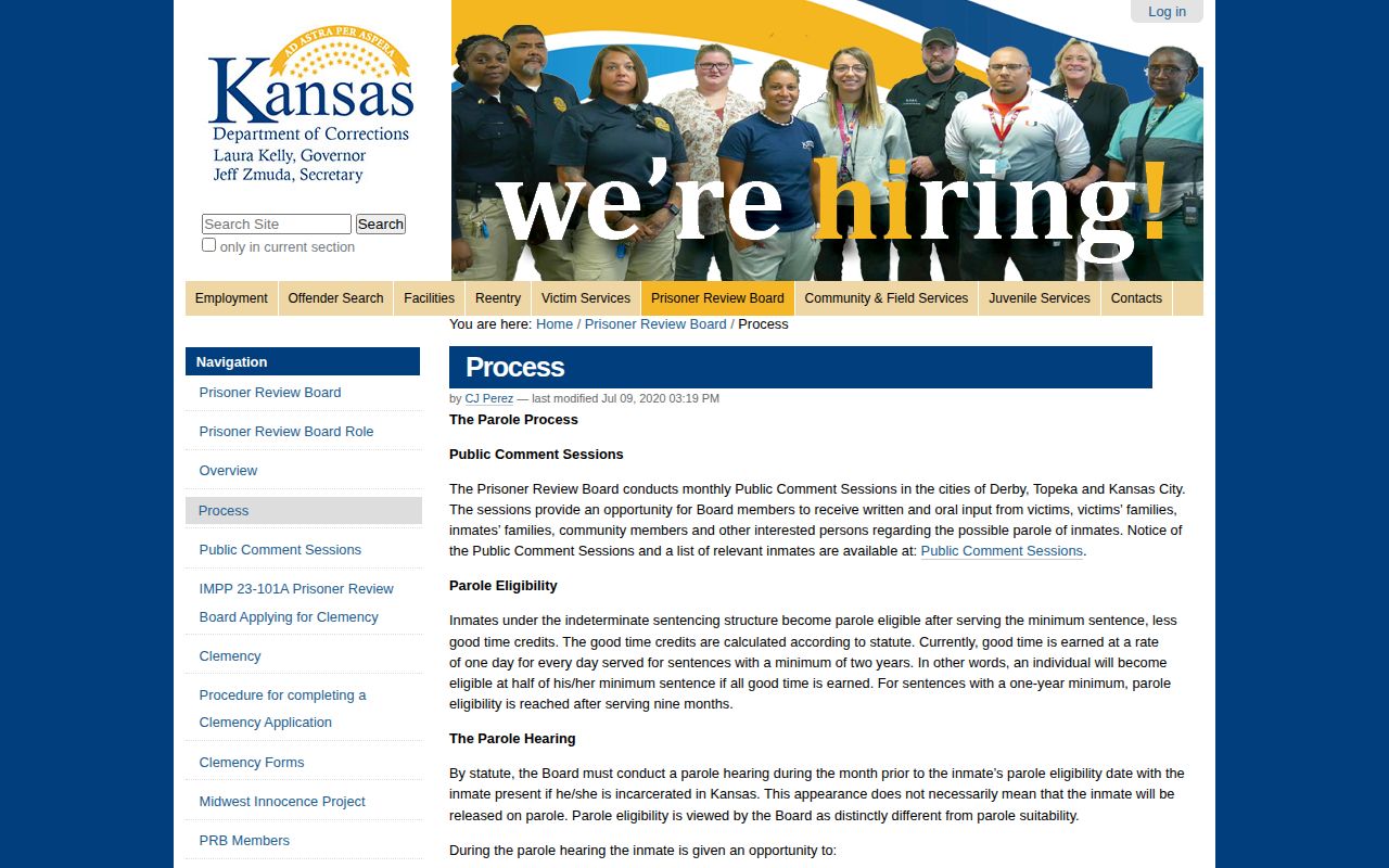 Kansas parole decision terms for Jackson County supervision
